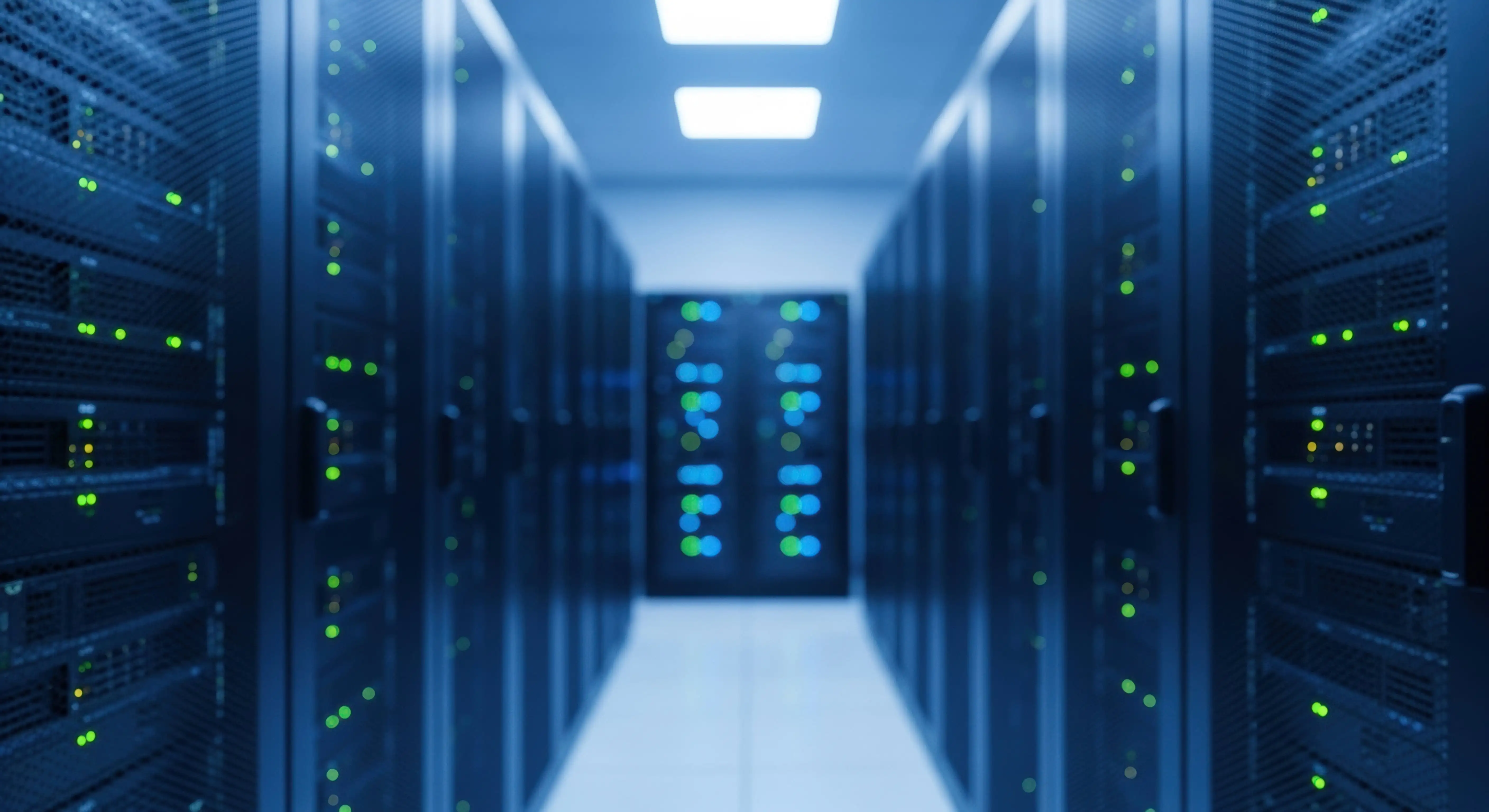 Data center server room protected by FSP Power Solution UPS systems, ensuring a continuous power supply for business-critical operations